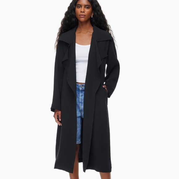 Wilfred Aritzia Splendor Trench Coat w/Belt Closure Black - Picture 1 of 8